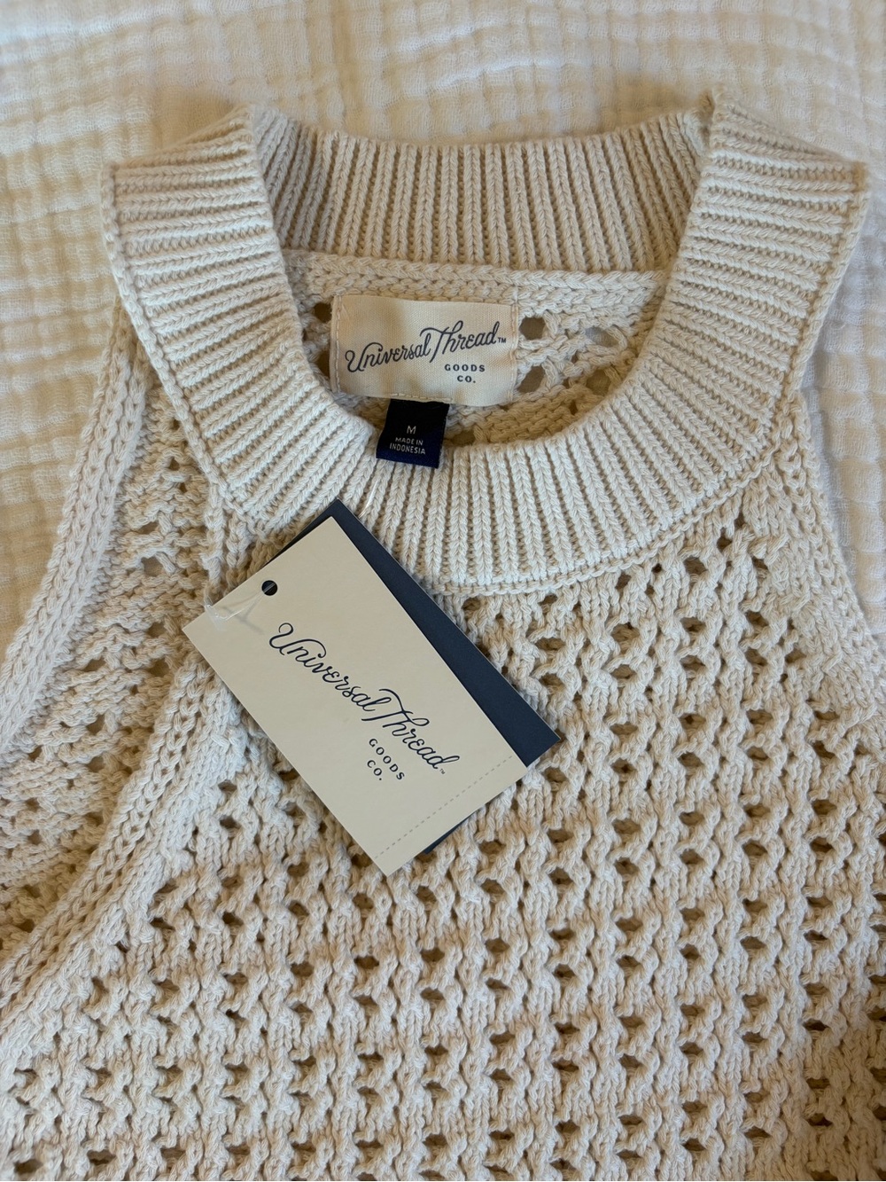 Universal Thread Openwork Sweater Tank Top Cream